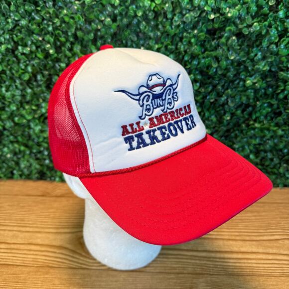 Bun Bs All American Takeover Trucker Hat Houston Adult Cap Red White Blue - Picture 5 of 7